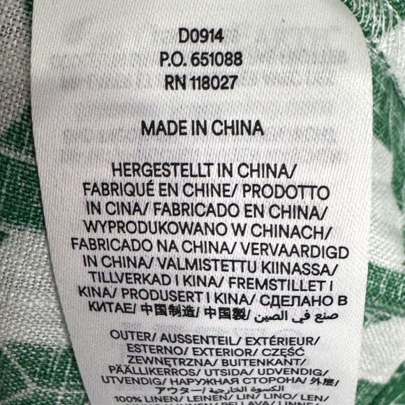 Boden Dress Womens 2P Green White Geometric Sleeveless Midi 100% Linen Pockets - Picture 9 of 10